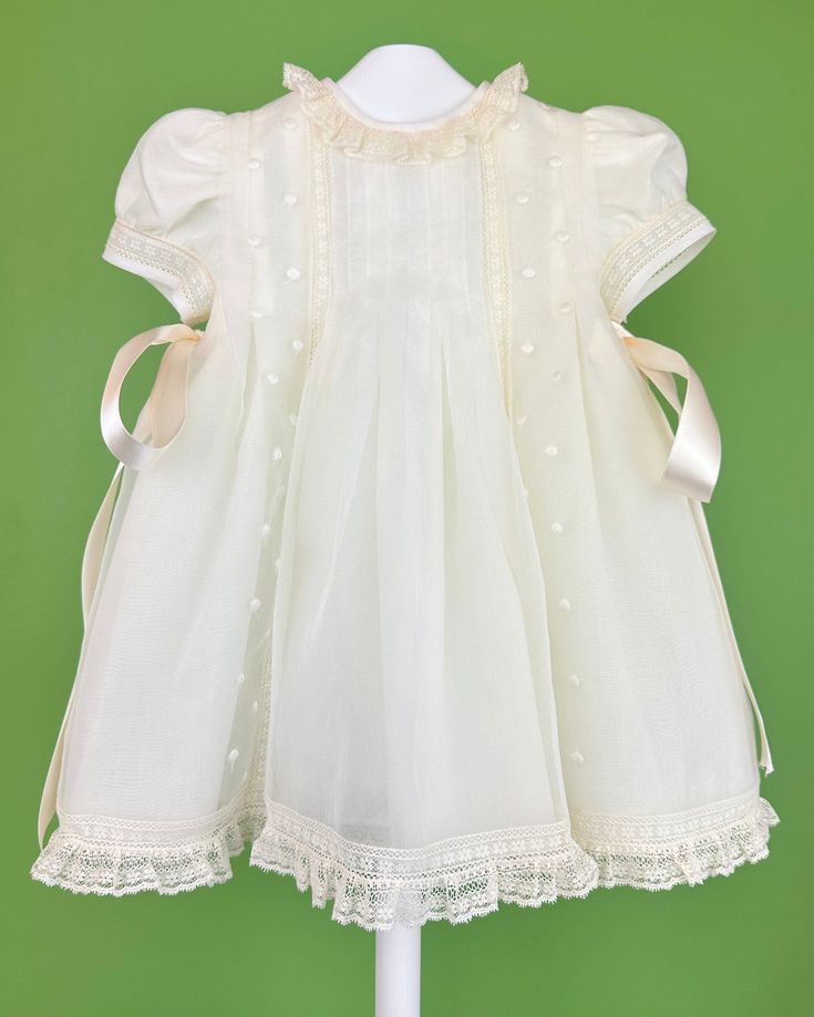 Made in Spain Inside: 65% polyester 35% cotton Dry Clean Final sale, no exchanges nor returns are accepted Cotton Baptism Dress With Lace Collar, White Victorian Cotton Dress With Lace Trim, Cotton Dress With Lace Trim And Doll Collar, White Doll Collar Dress With Floral Embroidery, Vintage Baptism Dress With Lace Trim, First Communion Dresses, Spanish Fashion, Baptism Dress, Communion Dresses