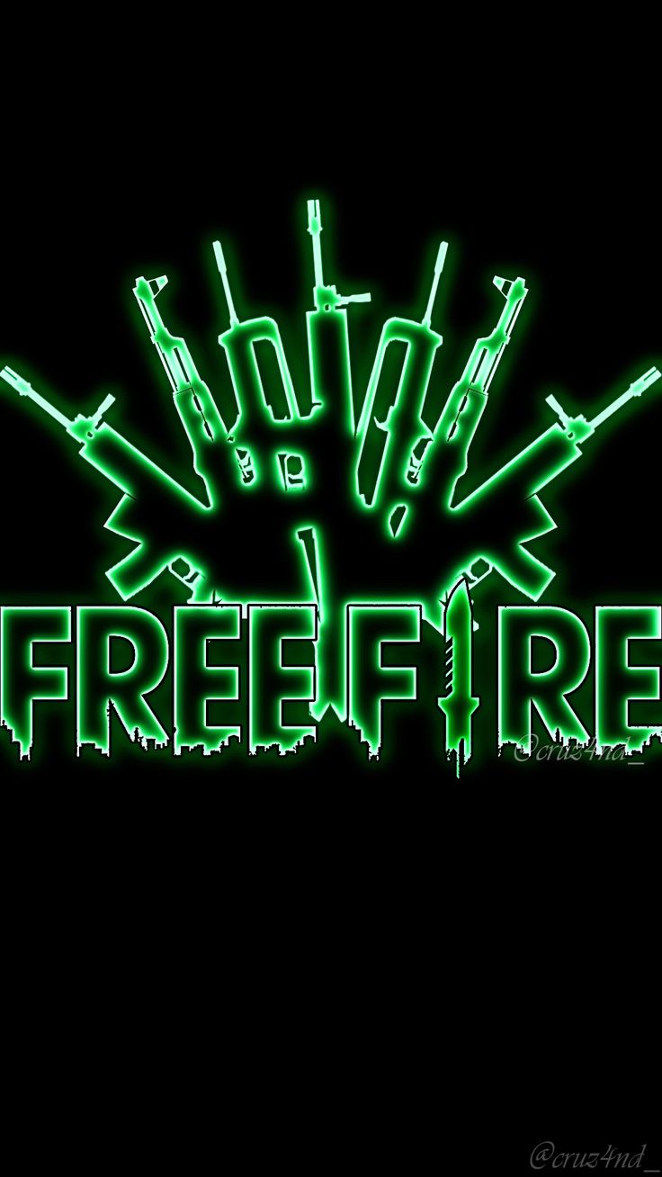 the words free fire are lit up in green