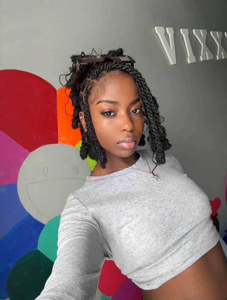 Dyed Mini Twists, Marilyn Core, Swimsuit Ideas, Island Twist, Woman Hairstyles, Work Hair, Cute Box Braids, Locs Styles, Short Locs