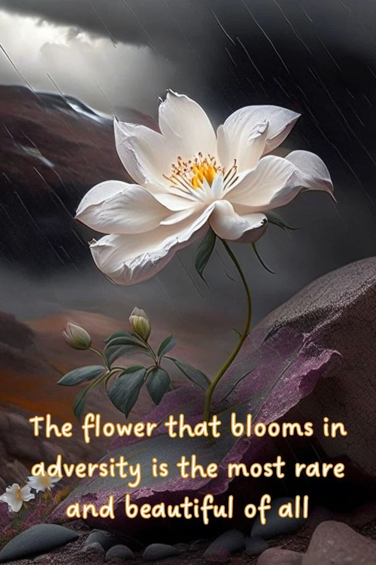 Discover the rare and captivating beauty that blossoms in adversity with this inspiring floral quote. Pin this quote to inspire resilience and showcase the strength that emerges from challenging circumstances. Let your unique bloom inspire others.