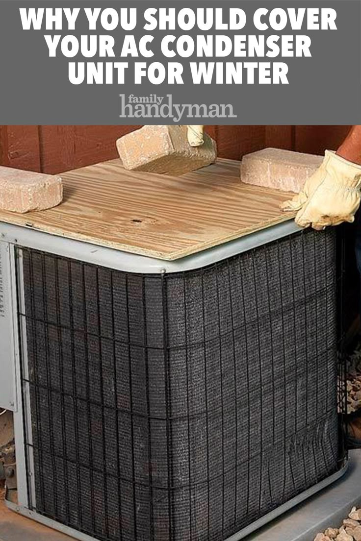 an air conditioner with the words why you should cover your ac conder unit for winter