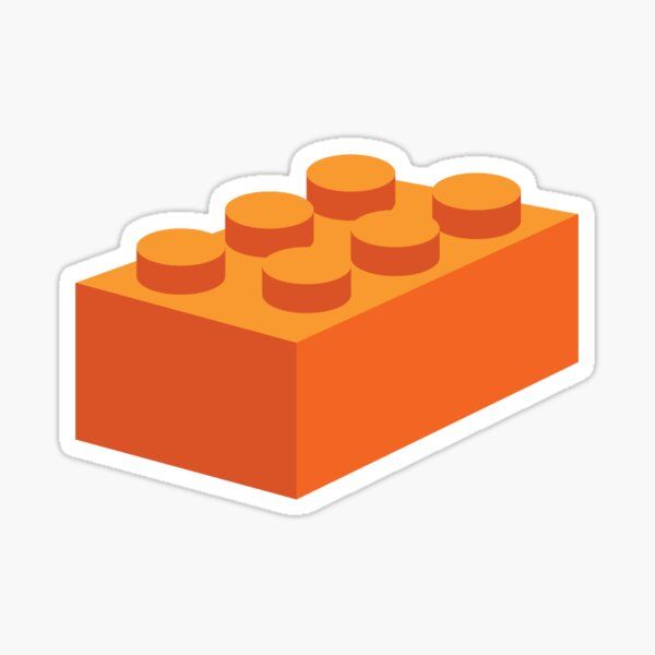 an orange lego block sticker