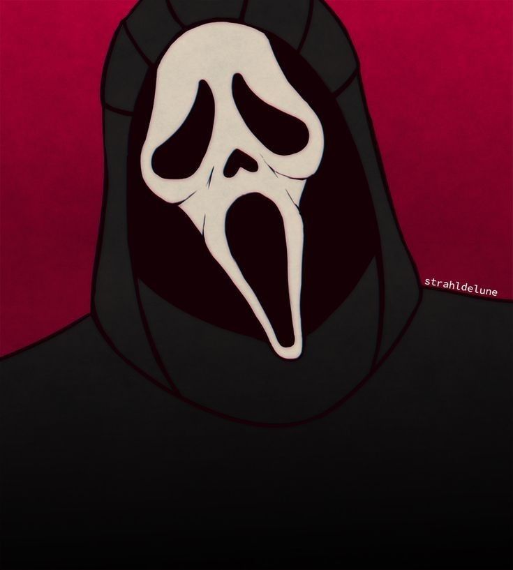 a cartoon character wearing a black hoodie with a white mask on it's face