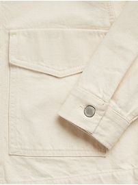 Cropped Utility Jacket | Banana Republic White Utility Button-up Outerwear, Utility Button-up Cropped Jacket With Pockets, Single-breasted Utility Jacket With Lapel Collar, Utility Cotton Button-up Cropped Jacket, Single-breasted Collared Cotton Utility Jacket, High Waist Fashion, Utility Jacket, Chunky Sweater, Cotton Style