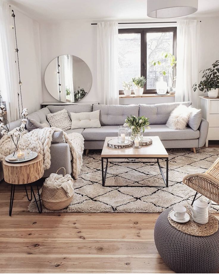 the living room is clean and ready for guests to come home with their family members