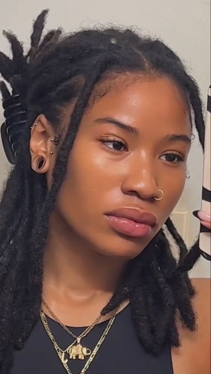 One Dreadlock In Hair Black Women, Westindieray Locs, Medium Thick Locs On Black Women, Black Loc Hairstyles, Thick 4c Locs, Shoulder Length Dread Hairstyles, Locs And Dresses, 50 Locs Count, Locs With Added Hair