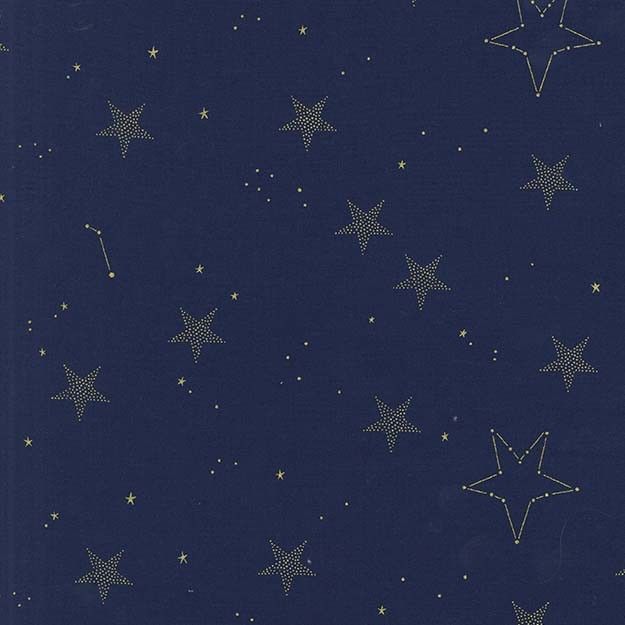 the stars are shining in the dark blue sky