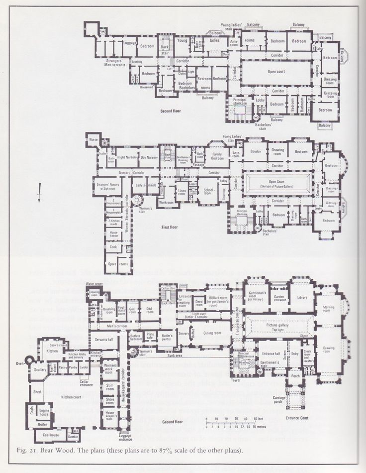 the floor plan for an old house with two floors and three levels, in black and white