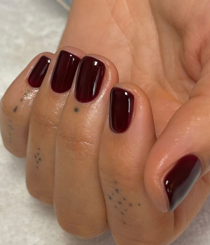 Dark Red Nail Polish, Maroon Nails, Milky Nails, Casual Nails, Red Nail Polish, Red Nail, Clean Nails, Classy Nails, Dream Nails