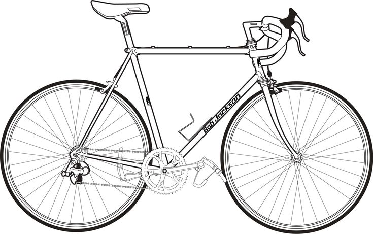 a black and white drawing of a bike with the seatposts extended, on a white background