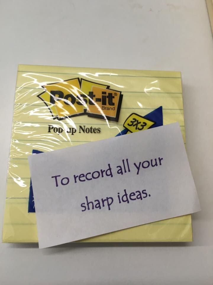 a piece of paper with a note attached to it that says to record all your sharp ideas