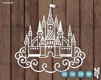 a paper cutout of a castle on top of a wooden fence with the words svng