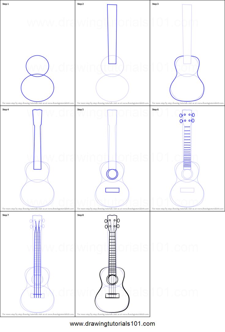 how to draw an ukulele guitar step by step drawing instructions for beginners