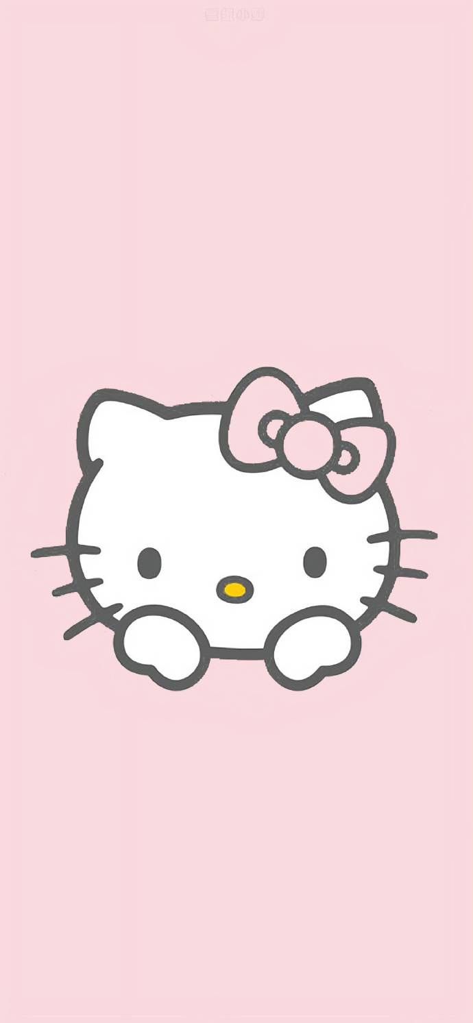 an image of a hello kitty wallpaper in pink and white with the word hello kitty on it