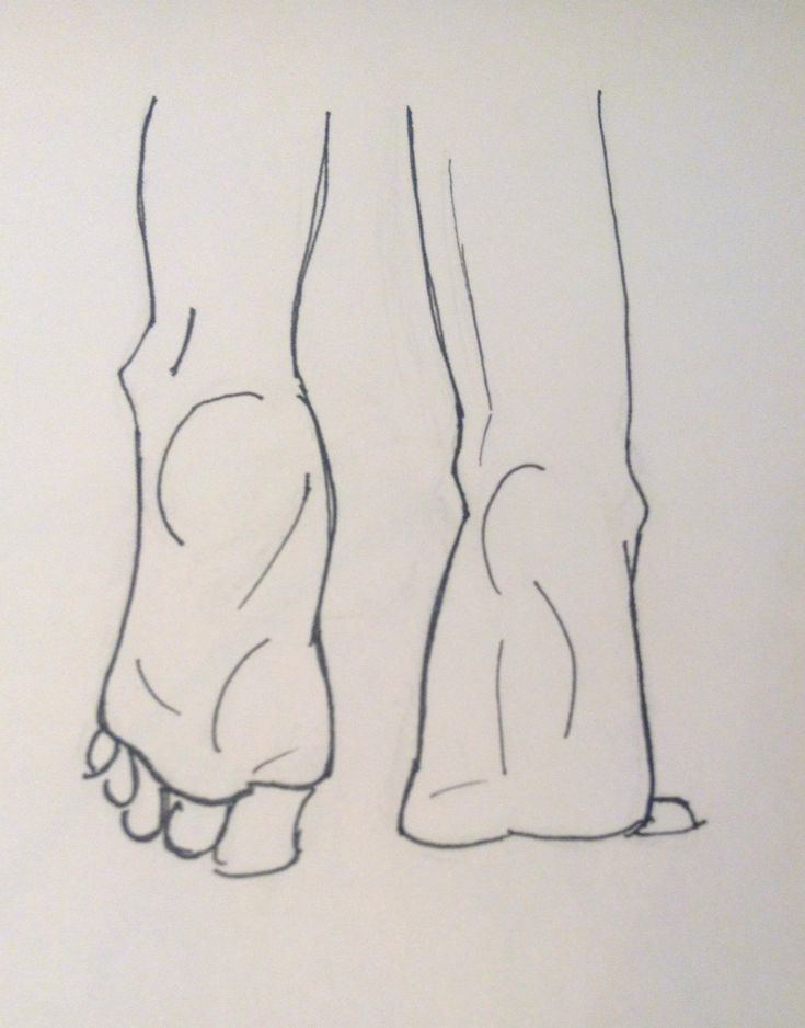 a drawing of two feet with their toes touching each other