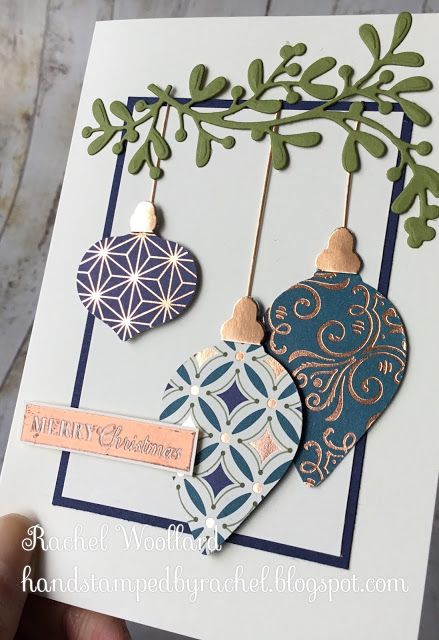 a handmade christmas card with ornaments on it