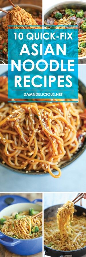 10 Quick-Fix Asian Noodle Recipes - Fast, cheap and quick! And you can use any kind of noodles you have on hand - fettuccine, spaghetti, ramen, anything! Ramen Quick, Spaghetti Ramen, Beef Noodle Stir Fry, Easy Ramen, Ramen Broth, Asian Noodle Recipes, Asian Noodle, Noodle Recipes Easy, Noodle Recipe