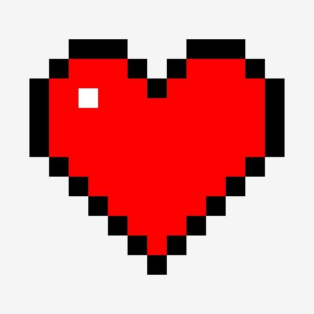 the pixel heart is red and black