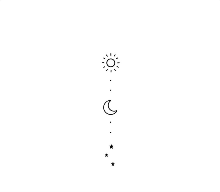 the sun and moon are drawn in black ink