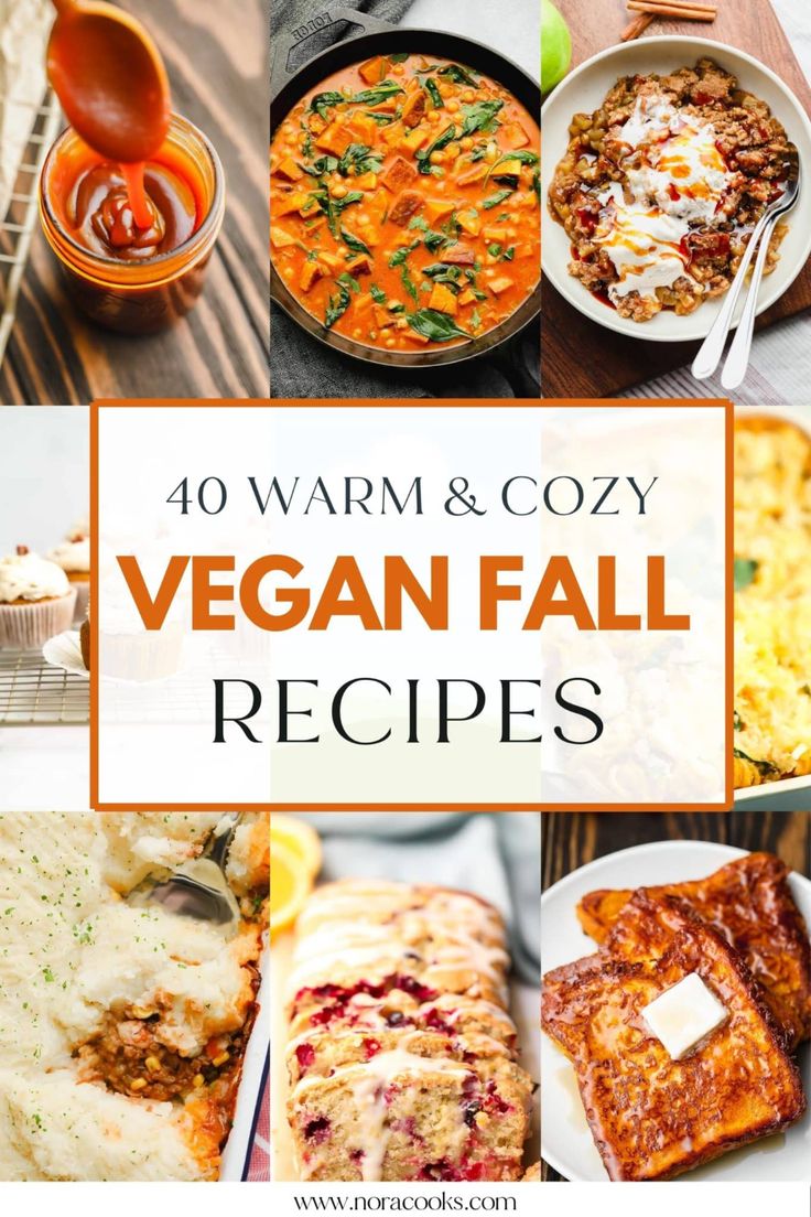 vegan fall recipes with text overlay