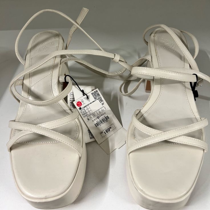 Zara New Platform Sandals Zara New, Zara Shoes, Strappy Sandals, Platform Sandals, Zara, Women Shoes, Sandals, Cream, Women Shopping