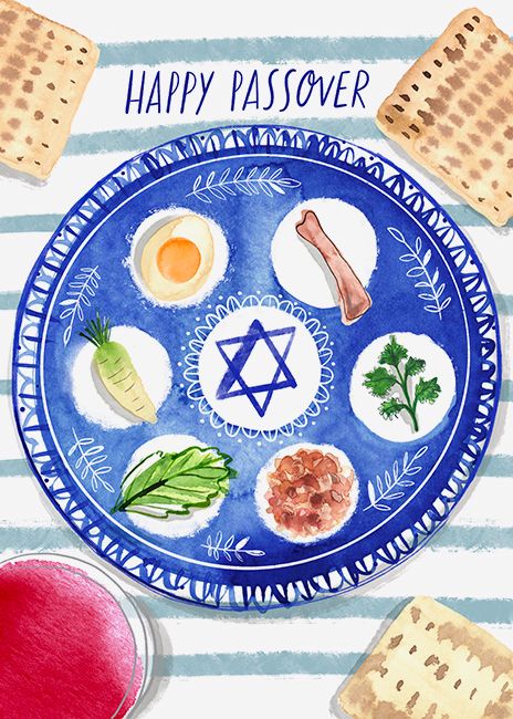 a plate with different foods on it and the words happy passover written in hebrew