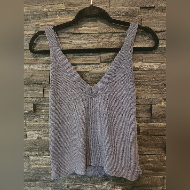 Nwt. Color Is Slate Blue. Trendy Gray Knit Top For Spring, Gray Knit Tops For Summer, Gray Knit Top For Summer, Chic Soft Knit Gray Tops, Gray Knit Tops For Spring, Gray Stretch Textured Knit Tops, Gray Textured Knit V-neck Top, Gray Stretch Knit Top For Spring, Chic Gray Knit Top For Spring