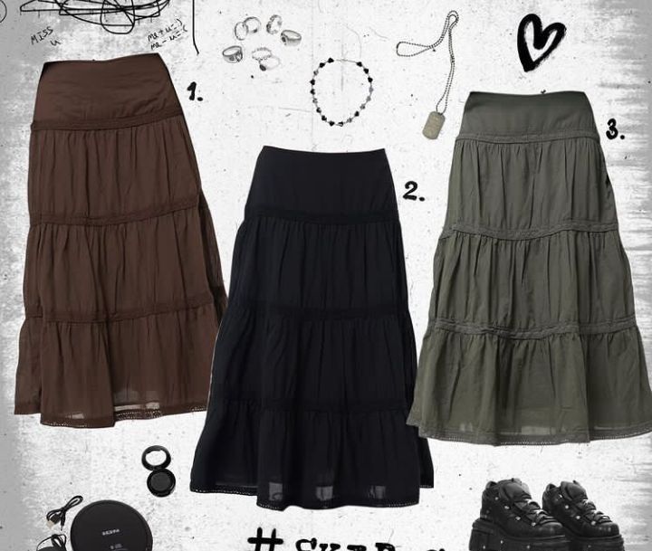 Maxi Skirts Aesthetic, Fairy Core Skirt, Fairy Grunge Skirt, Fairy Grunge Clothes, Long Black Skirt Outfit, Shoes Demonia, Long Ruffle Skirt, Bohemian Fairy, Dancing Clothes