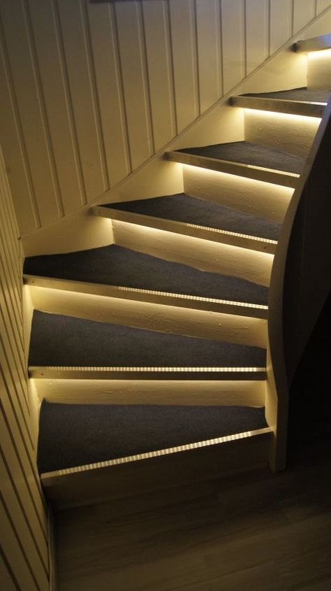 the stairs are lit up with leds