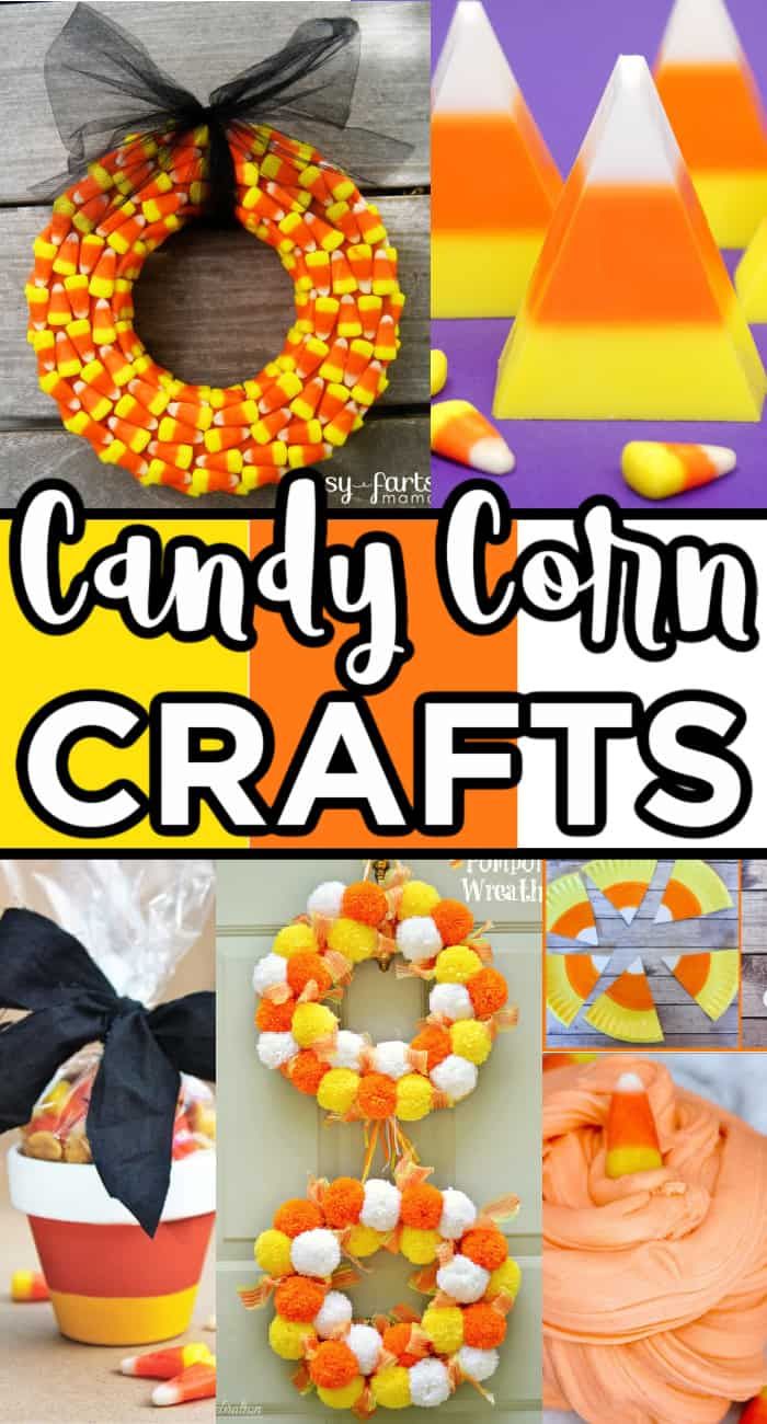 candy corn crafts for kids and adults to make with their own handmade items, such as pumpkins