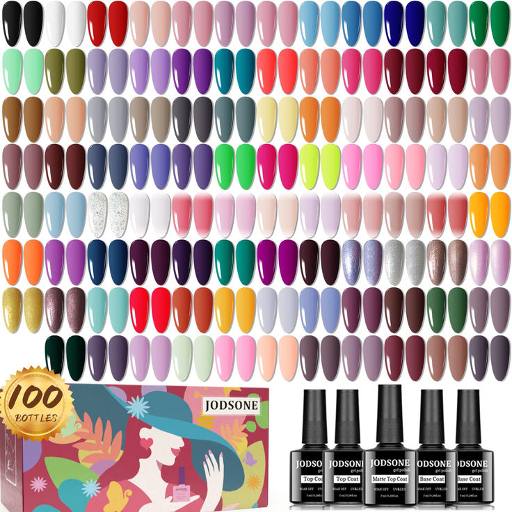 PRICES MAY VARY. Gel Nail Polish Kit : 95 Colors Gel Nail Polish (7ml each bottle) + 5 x No Wipe Base Coat and Glossy & Matte Top Coat (one bottle of matte top coat, two bottles of glossy top coat and two bottles of base coat). 95 classic and fashionable colors are suitable for all seasons and daily routine life! Let your life be full of color! Quality Assurance: Gel nail polish has an improved brush head for better color, good nail preparation and base and top coat application, color and shine Polish Gifts, Gel Nail Set, Emerald Nails, Best Gel Nail Polish, Glitter Texture, Matte Top Coat, Soak Off Gel Nails, Nail Polish Kits, Gel Nail Polish Set