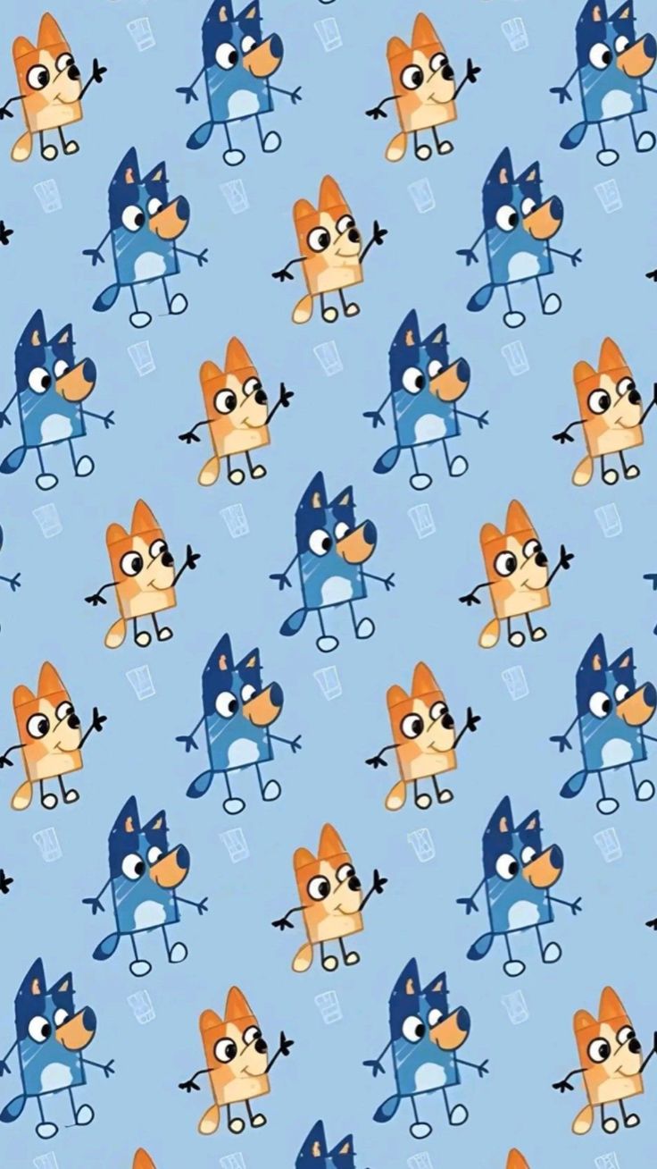 an image of cartoon characters on a blue background