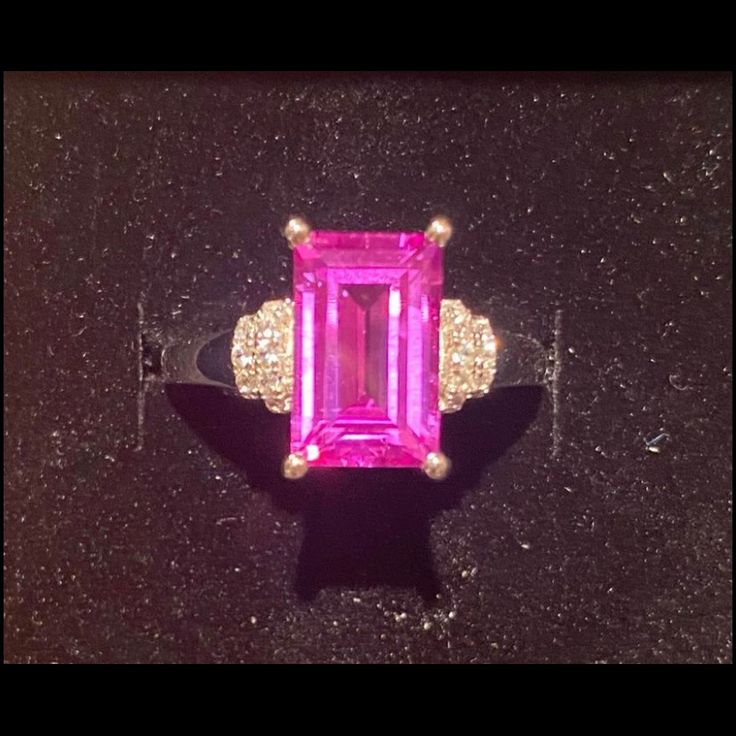 Over 3ct Emerald Cut Purple Sapphire Solid Sterling Silver Ring, Stamped S925 Is Absolutely Beautiful & Unique Handmade One Of A Kind Fine Jewelry. These Have Been Retired By The Maker So They Truly Are One Of A Kind And I Only Have 2 Left So Price Is Firm Unless Bundling. Get Something No One Else Has! Luxury Pink Sapphire Ruby Ring, Classic Emerald Cut Sterling Silver Gemstones, Vvs Clarity White Gold Ruby Ring, Classic Silver Emerald Cut Gemstones, Dazzling Silver Ruby Ring With Brilliant Cut, Silver Emerald Cut Gemstones With Accent Stones, Silver Ruby Ring With Pink Sapphire Center Stone, Emerald Cut Gemstones In White Gold With Accent Stones, Elegant Pink Ruby Ring In Sterling Silver