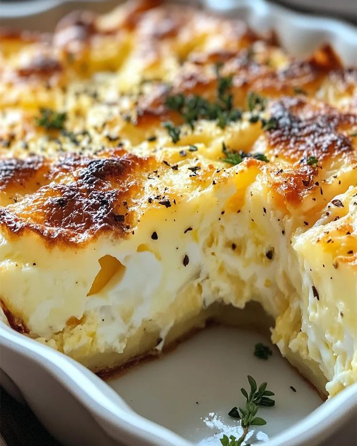 a close up of a casserole on a plate