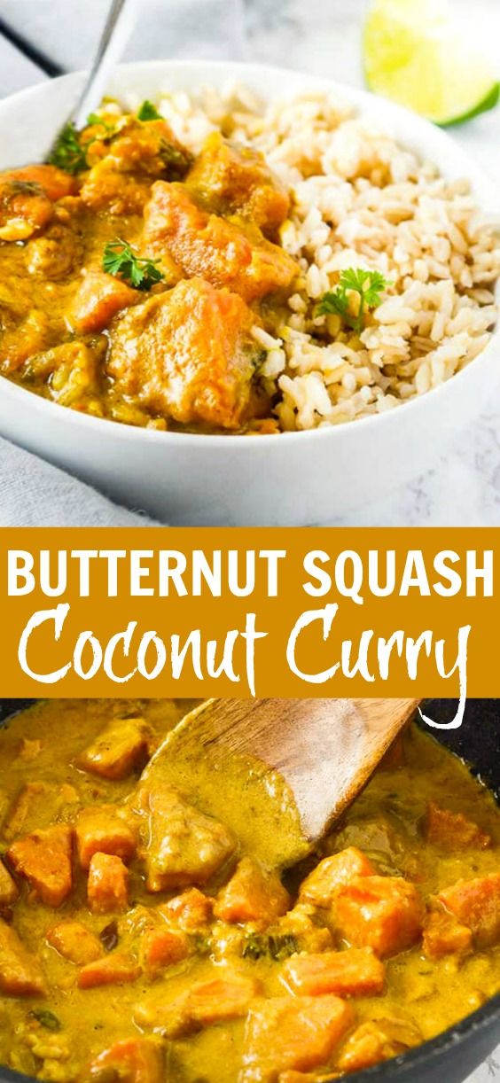 butternut squash coconut curry in a white bowl