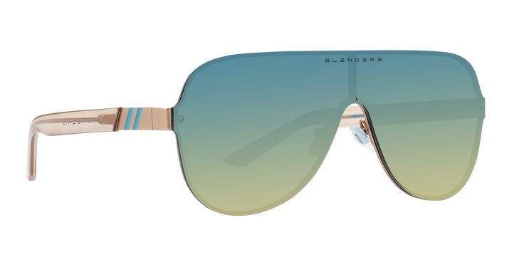 We’ve distilled the sun ‘n fun of an entire season into ‘Awesummer.’ Hailing from our ‘Falcon’ collection, these aviator sunglasses sport a durable metal frame and transparent temples. The PureBlend lens is stronger, lighter, and clearer than anything we’ve ever offered before—and its colorful gradient shimmers so brightly, just looking at it is a shot of serotonin! // Details: Gender: Unisex Frame: Matte Champagne Lens Color: Blue Mirrored Lens Material: PureBlend Lens UV Rating: 100% UV Protec Outdoor Aviator Shield Sunglasses With Gradient Lenses, Modern Aviator Sunglasses For Spring, Casual Shield Sunglasses For Summer Outdoor, Casual Metal Frame Sunglasses For Spring, Aviator Shield Sunglasses For Summer Outdoors, Modern Aviator Sunglasses For Outdoor Summer Use, Modern Aviator Sunglasses For Summer Outdoor, Summer Aviator Shield Sunglasses For Outdoors, Aviator Sunglasses For Summer Outdoor