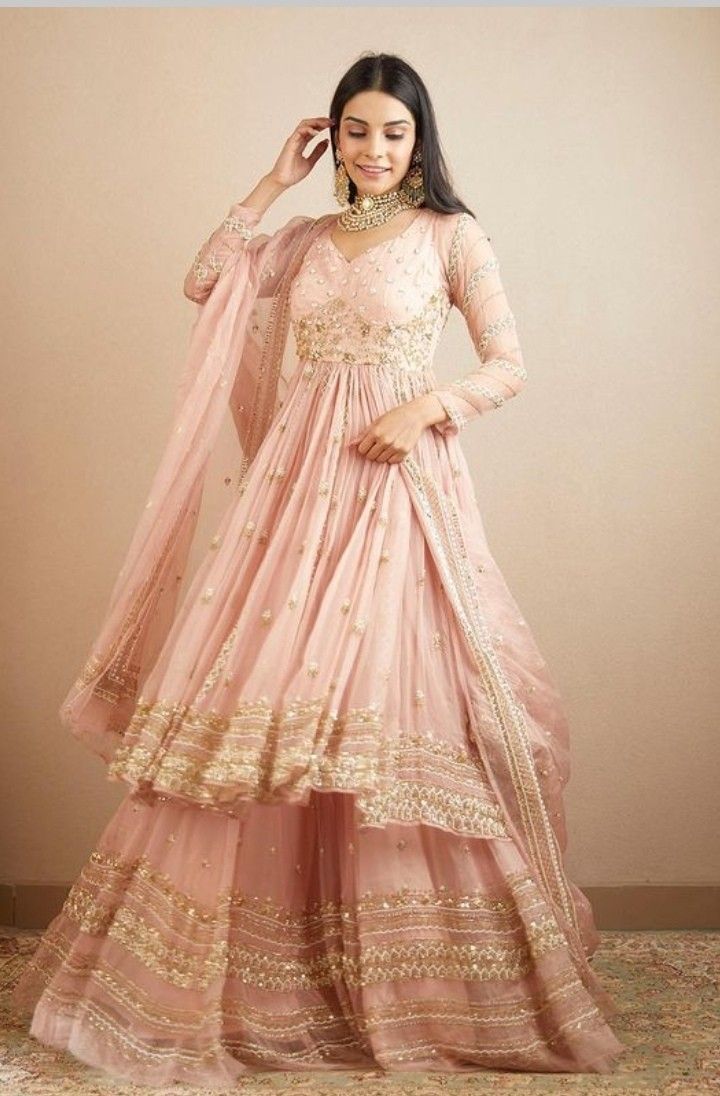 Anarkali With Sharara, Pink Indian Outfit, Pink Suits Women, Organza Anarkali, Astha Narang, Pink Anarkali Suits, Pink Anarkali, Stylish Wedding Dresses, Pakistani Wedding Outfits