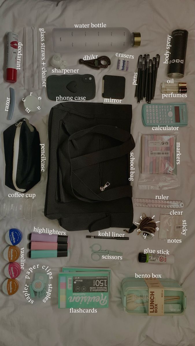 Schul Survival Kits, Studie Hacks, School Emergency Kit, School Backpack Essentials, What's In My Backpack, Everyday Bag Essentials, Swag Bags, School Bag Essentials, Backpack Essentials