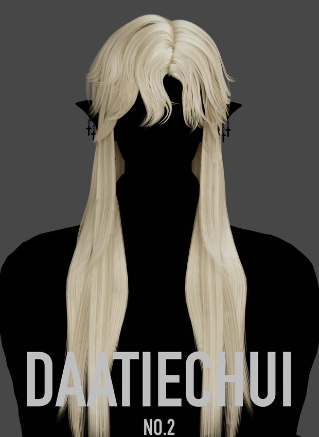 a woman with long blonde hair standing in front of a black background and text that reads daateohu no 2