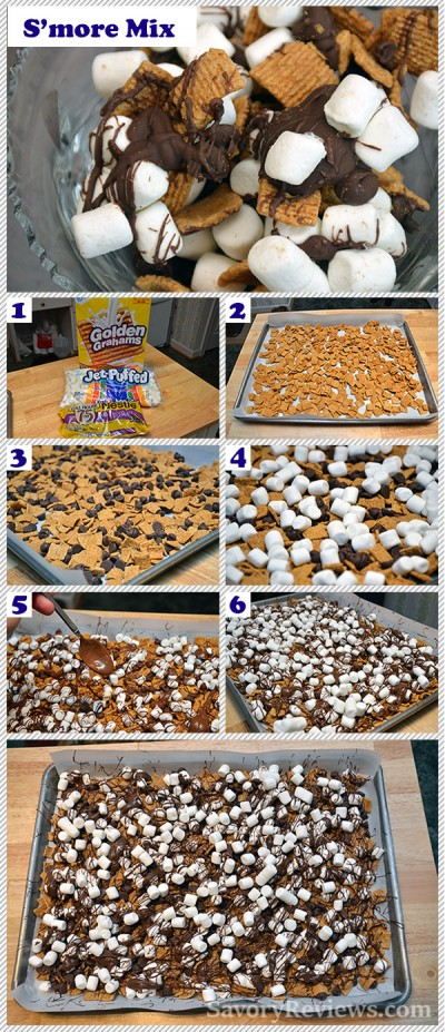 the steps to making s'mores mix are shown in several different pictures and numbers