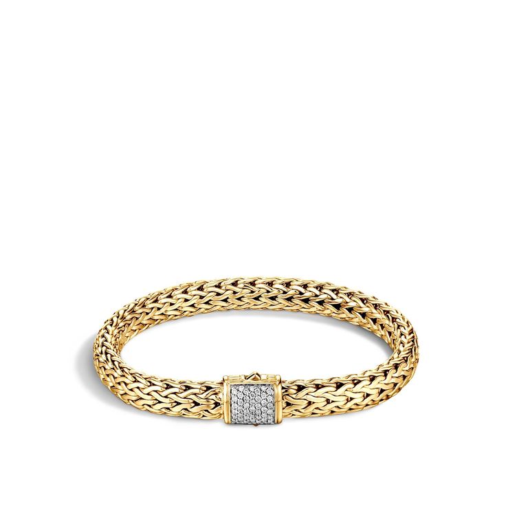 John Hardy Men's Classic Chain 5MM-10.5MM Pavé Bracelet in 18k Gold Elegant Wheat Chain Bracelet For Formal Occasions, Luxury Wheat Chain Jewelry, Classic Braided Jewelry For Formal Occasions, Elegant Braided Bracelets For Formal Occasions, John Hardy Bracelet, Complex Art, John Hardy Jewelry, Pave Bracelet, Bracelets Gold Diamond