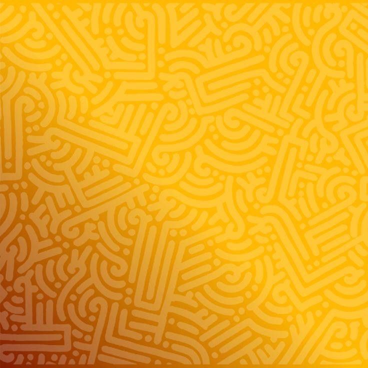 an orange and yellow abstract background with many different patterns on it's surface, including lines