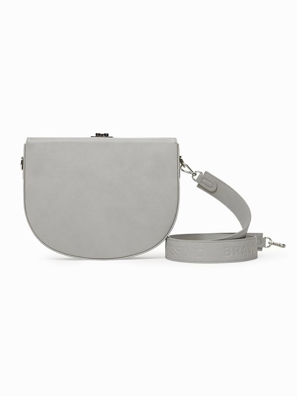 Editor's NotesBRAVISSIMO creates trendy designs and sensuous styles, while boasting high-quality products and reasonable prices.- Semicircle shaped bag- Chain strap point- Soft texture leather- Engraved logo strap- Detachable shoulder strap* The actual color may differ depending on the monitor resolution.Measurements(in.)One size- Size: 6.42 in. * 7.87 in. * 2.36 in.- Chain strap: 16.14 in.- Shoulder strap: 44.49 in.* There may have slight error depending on the measurement method.Composition &a Elegant Shoulder Bag With Silver-tone Hardware For On-the-go, Trendy Saddle Shoulder Bag For Evening, Trendy Evening Saddle Shoulder Bag, Trendy Saddle Bag For Evening, Trendy Evening Saddle Bag With Adjustable Strap, Trendy Saddle Bag With Adjustable Strap For Evening, Chic Saddle Bag Clutch With Detachable Strap, Evening Crossbody Saddle Bag With Adjustable Strap, Trendy Evening Saddle Bag With Removable Pouch