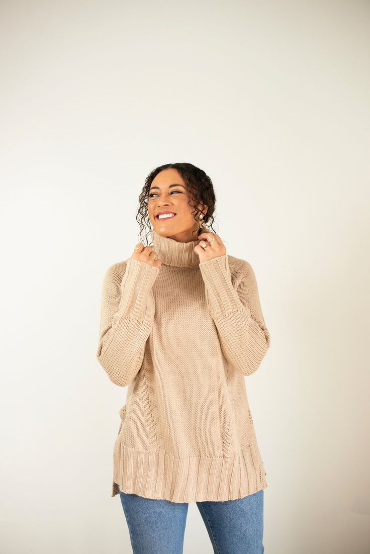 Cozy up in this super soft funnel neck Danica Sweater. With a slouchy neckline and longer fit, it is perfect for those cold nights. Pair with our bottoms for ultimate comfort. Fabric Contents 100% Acrylic Available in women's sizes: SmallMediumLarge Cozy High Neck Turtleneck For Layering, Relaxed Fit Turtleneck For Winter, Cozy Beige Turtleneck, Cozy Stretch Turtleneck With High Neck, Cozy Funnel Neck Turtleneck For Layering, Fall Loungewear Turtleneck With Funnel Neck, Cozy High Neck Sweater For Loungewear, Turtleneck Sweater For Loungewear, Cozy Fit Turtleneck Sweater For Loungewear