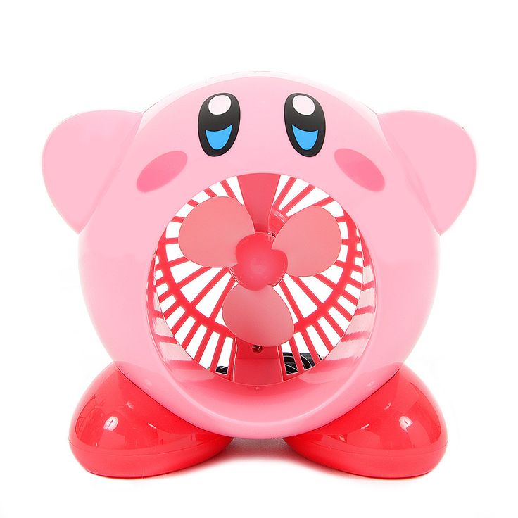 a pink toy with big eyes and a fan on it's head is shown in front of a white background