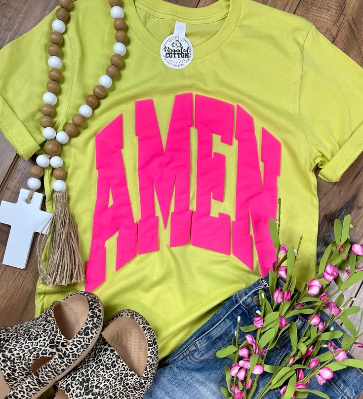 Amen {PUFF} – brandedcottonwholesale Preppy Bags, Christian Shirts Designs, Neon Words, Word Shirts, Neon Shirts, Inspirational Tshirts, Vendor Events, Cute Shirt Designs, Vinyl Shirts