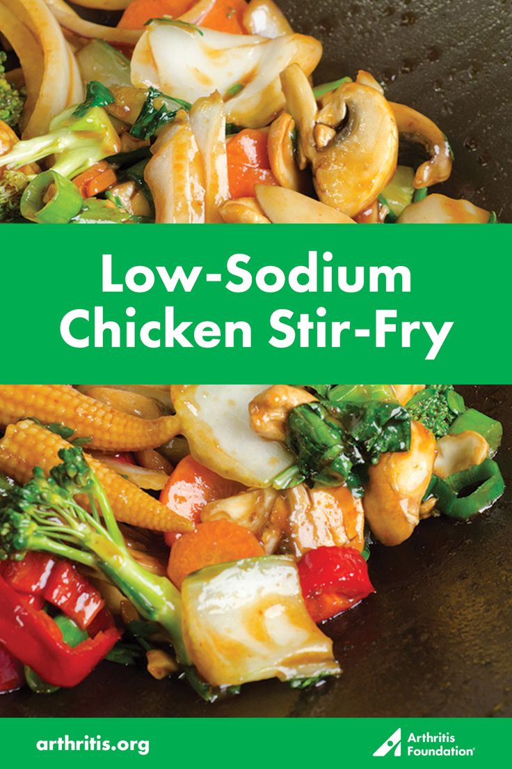 the cover of low - sodium chicken stir - fry