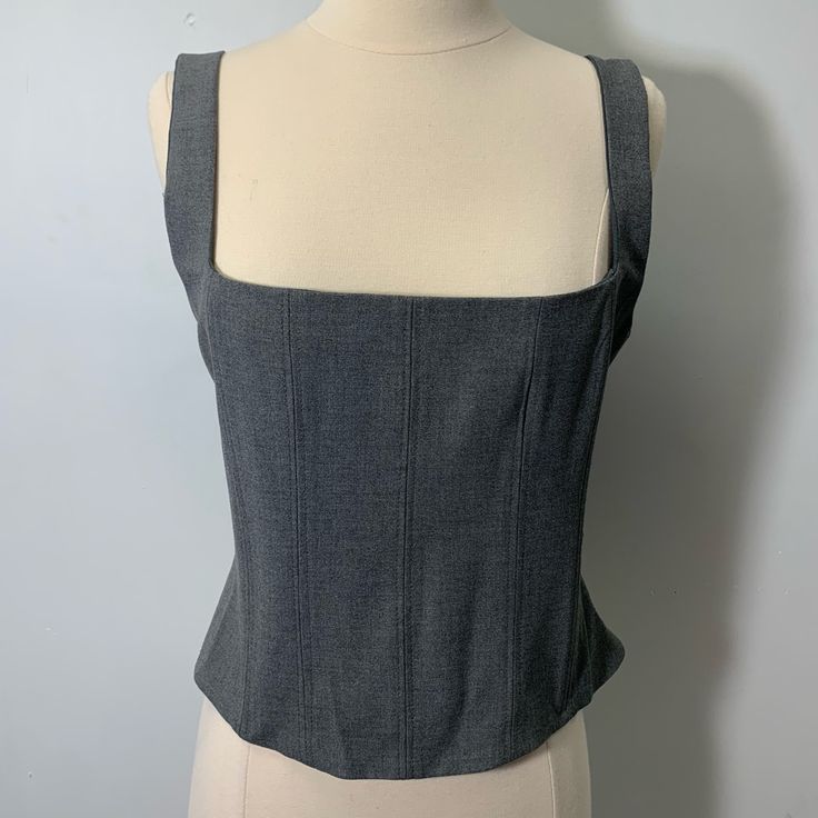 Zara Gray Topcorset Style Sz M Square Neckline Nwt Armpit To Armpit 17 Inch Zara Gray 4661/030 Fitted Cropped Camisole For Parties, Elegant Sleeveless Tops With Straps, Elegant Fitted Underbust Camisole, Summer Sleeveless Dressy Crop Top, Chic Fitted Camisole With Corset Back, Elegant Tops With Corset Back And Tank Straps, Elegant Tops With Built-in Bra, Formal Sleeveless Crop Top For Summer, Fitted Underbust Camisole With Straps