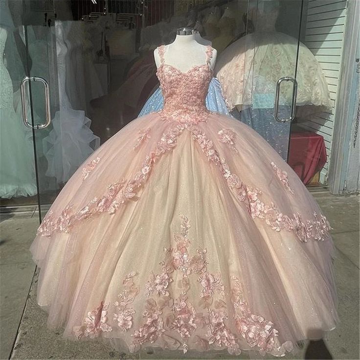 Made to order, can be made with change. Pls order at least 2 months earlier betore event day.【FABRIC】: Tulle【SHOWN COLOR】: As Picture【AVAILABLE COLOR】: As Picture, Custom Color (No surcharge, pls check swatches thru this link and put color code in the orde note section at check out https://www.luulla.com/product/611456/tulle-color-swatches)【AVAILABLE SIZE】: Standard Size, Custom Si.. Flower Sweet 16, Baby Pink Quinceanera Dresses, Pink Quinceanera, Quinceanera Themes Dresses, Pink Quince, Quinceñera Dresses, Quinceanera Dresses Pink, Baby Rosa, Pretty Quinceanera Dresses