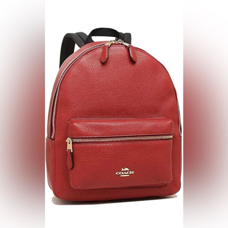 Authentic Coach Medium Charlie Backpack Nwot - Ruby Red Refined Pebble Leather Inside Zip Pocket Zip Closure, Fabric Lining Top Handle With 2" Drop Outside Zip Pocket Adjustable Shoulder Straps 10 3/4" (L) 12 1/2" (H) 4" (W) Please Let Me Know If You Have Any Questions. Offers Welcome & Encouraged Thank You For Looking! Happy Poshing! Classic Red Backpack For Daily Use, Luxury Red Backpack Bags, Classic Red Leather Backpack, Classic Red Backpack, Classic Red Standard Backpack, Classic Red Leather Everyday Backpack, Classic Red Leather Backpack For Everyday, Luxury Red Backpack For Daily Use, Luxury Red Leather Backpack